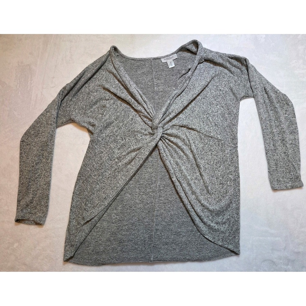 134 Motherhood Maternity Gray Twist Front Long Sleeve Knit Top Women's Medium